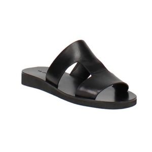 Via Spiga Women's Black Leather Double Strap Blanka Slide Sandals size 7.5